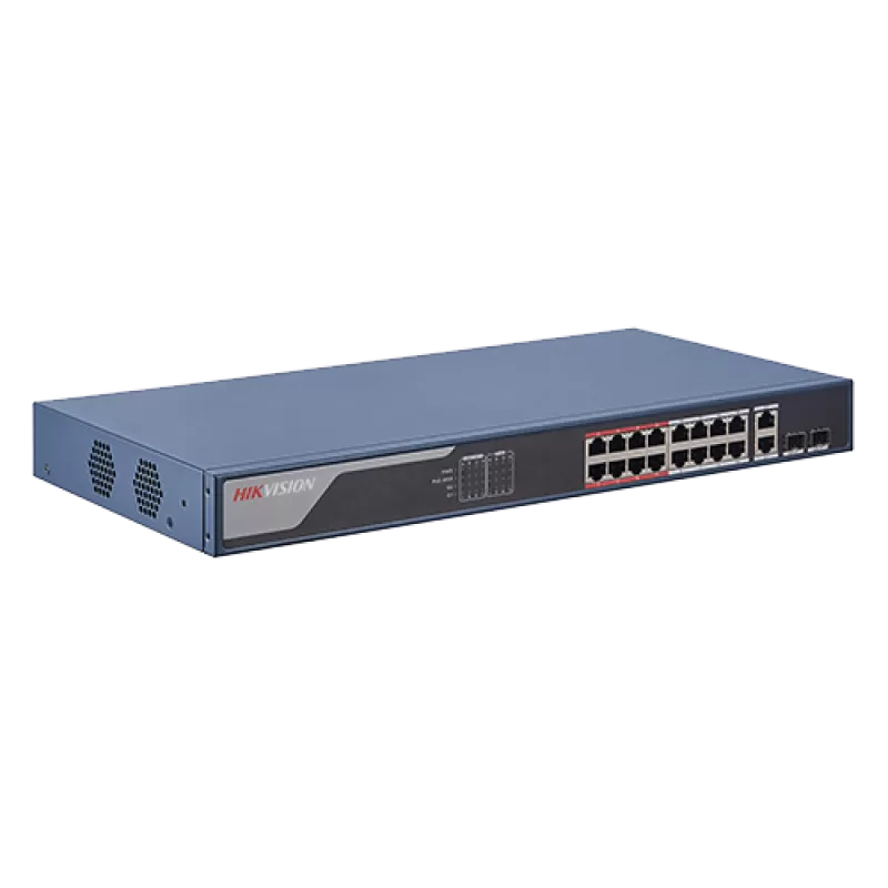 Switch 16 porturi PoE 100Mbps, 2 port uplink Gigabit, SMART Management - HIKVISION DS-3E1318P-EI - imagine 2