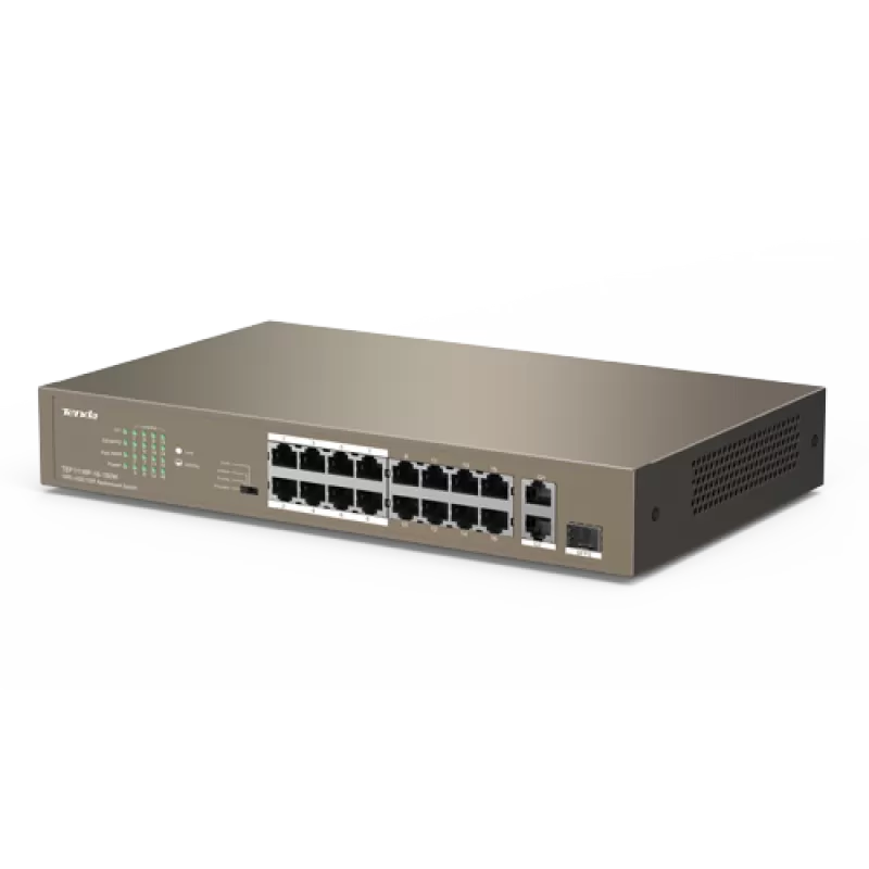 Switch 16 porturi PoE 10/100 Mbps, 2 port RJ45 Gigabit, 1 port SFP Gigabit - TENDA TND-TEF1118P-16-150W-V30