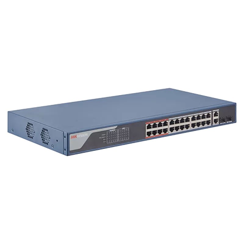 Switch 24 porturi PoE 100Mbps, 2 port uplink Gigabit, SMART Management - HIKVISION DS-3E1326P-EI - imagine 2