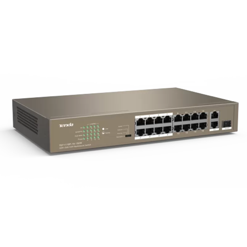 Switch 24 porturi PoE 10/100 Mbps, 2 porturi RJ45 Gigabit, 1 port SFP Gigabit - TENDA TND-TEF1126P-24-250W-V30 - imagine 2