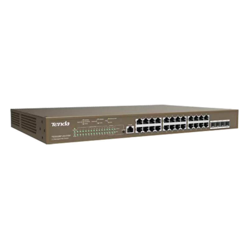 Switch 24 porturi PoE Gigabit, 1 port consola, 4 port SFP Gigabit, management - TENDA TND-TEG5328P-24-410W - imagine 2