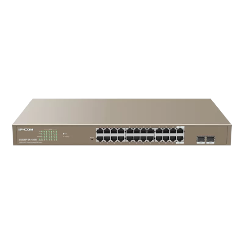 Switch 24 porturi PoE+ Gigabit, 2 porturi SFP Gigabit, Management, 370W, 1U - IP-COM G3326P-24-410W - imagine 1