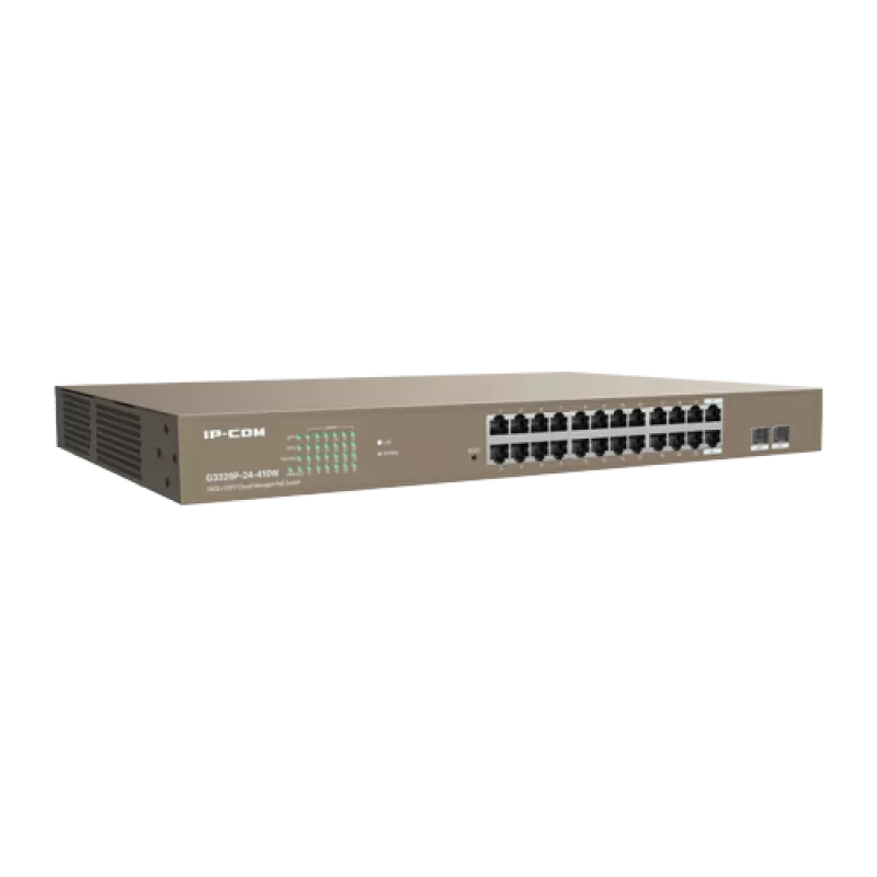 Switch 24 porturi PoE+ Gigabit, 2 porturi SFP Gigabit, Management, 370W, 1U - IP-COM G3326P-24-410W - imagine 2
