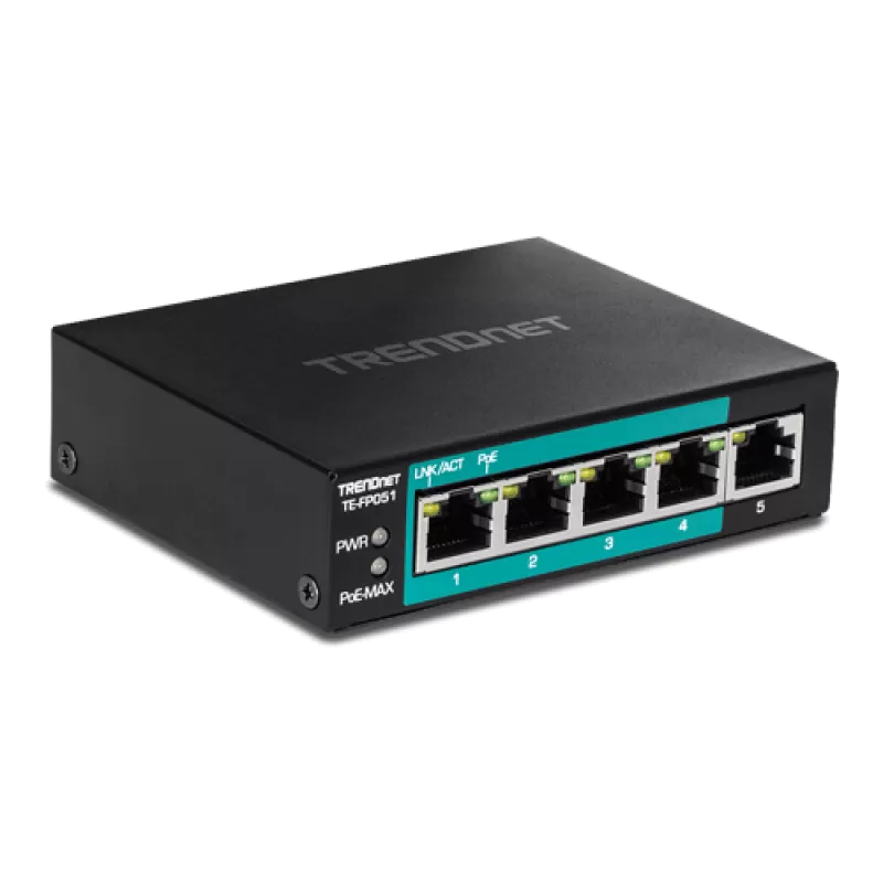 Switch 4 porturi Fast Ethernet Long Range 250m PoE+ 60W, 1 port Fast Ethernet - TRENDnet TE-FP051