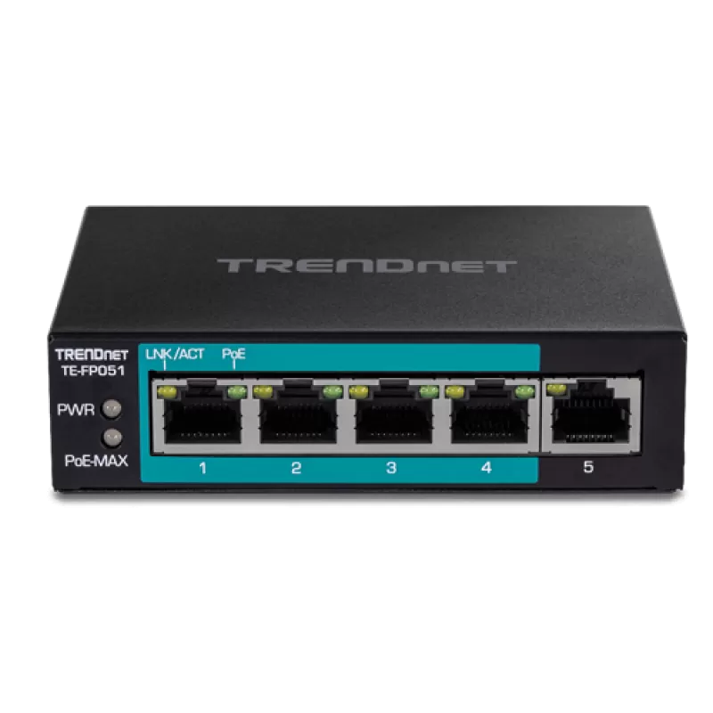 Switch 4 porturi Fast Ethernet Long Range 250m PoE+ 60W, 1 port Fast Ethernet - TRENDnet TE-FP051 - imagine 1