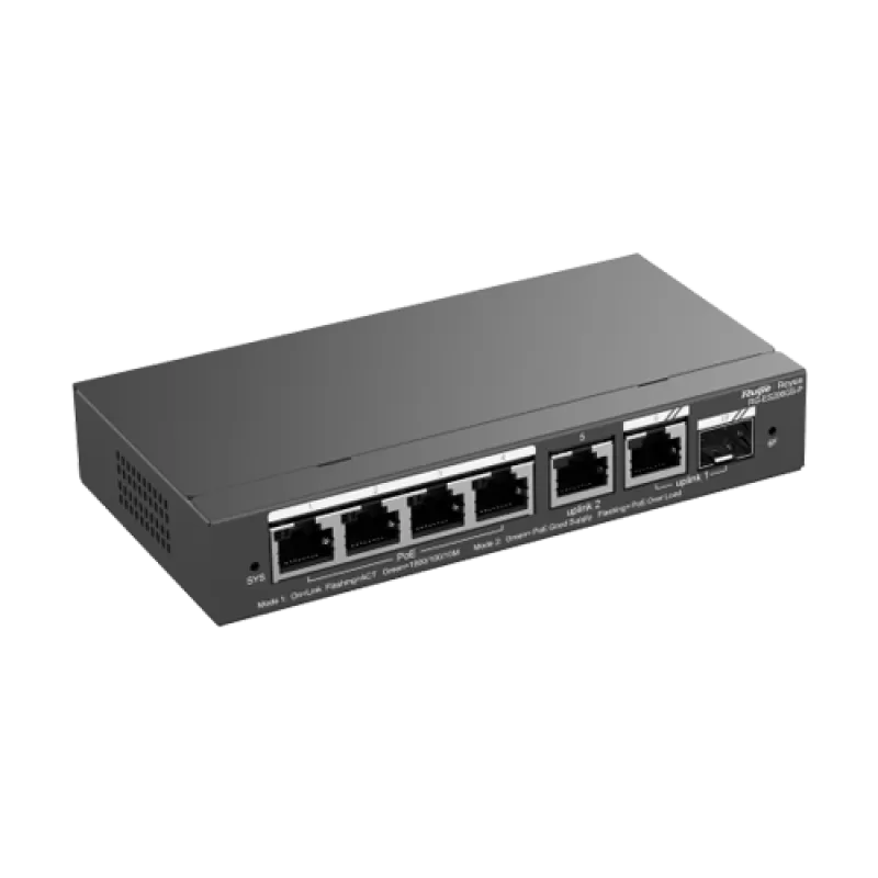 Switch 4 x RJ45 1G PoE, 1 x RJ45 1G, combo 1 x RJ45 + 1 x SFP 1G, Cloud Management - Ruijie Reyee RG-ES206GS-P - imagine 2