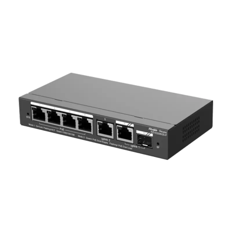 Switch 4 x RJ45 1G PoE, 1 x RJ45 1G, combo 1 x RJ45 + 1 x SFP 1G, Cloud Management - Ruijie Reyee RG-ES206GS-P - imagine 3