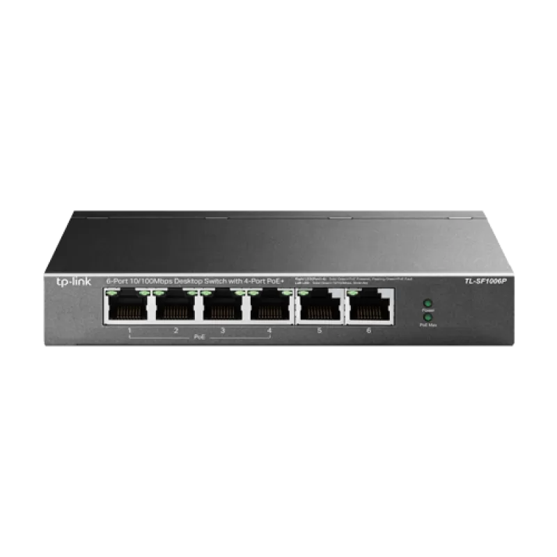Switch 4 x RJ45 10/100 Mbps PoE, 2 x RJ45 10/100 Mbps, Buget PoE 67W, Unmanaged - TP-Link TL-SF1006P
