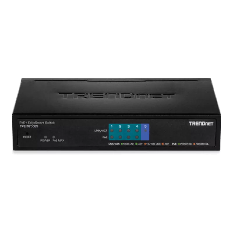 Switch 4 Gigabit PoE+ 31W, 1 port uplink Gigabit- TRENDnet TPE-TG50ES - imagine 1