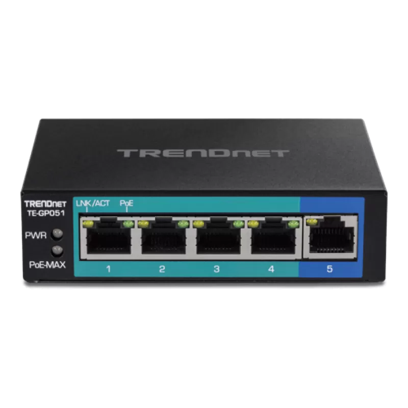 Switch 5 porturi Gigabit PoE+ 35W - TRENDnet TE-GP051 - imagine 1