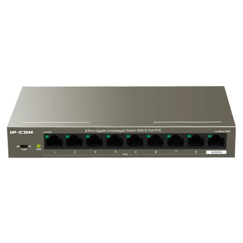 Switch 8 porturi Gigabit PoE, 1 x RJ45 Gigabit Uplink - IP-COM G1109P-8-102W