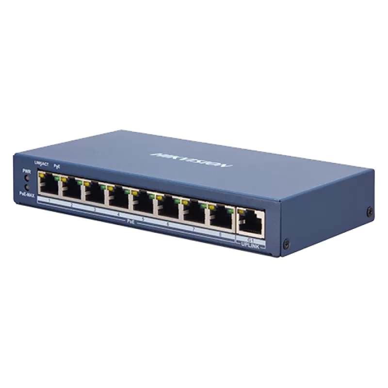 Switch 8 porturi PoE, 1 port uplink RJ45, SMART Management - HIKVISION DS-3E1309P-EI - imagine 2