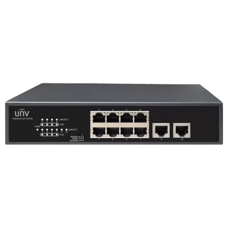 Switch 8 porturi PoE, 2 porturi uplink RJ45 - UNV NSW2010-10T-POE-IN