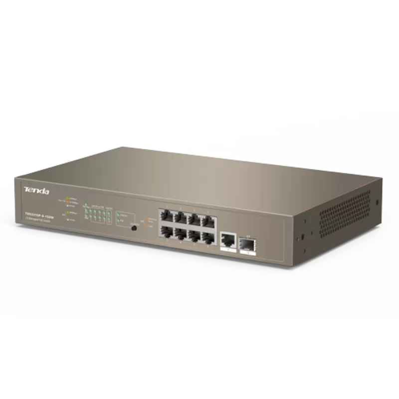 Switch 8 porturi PoE Gigabit, 1 port consola, 1 port SFP Gigabit, management - TENDA TND-TEG5310P-8-150W - imagine 1