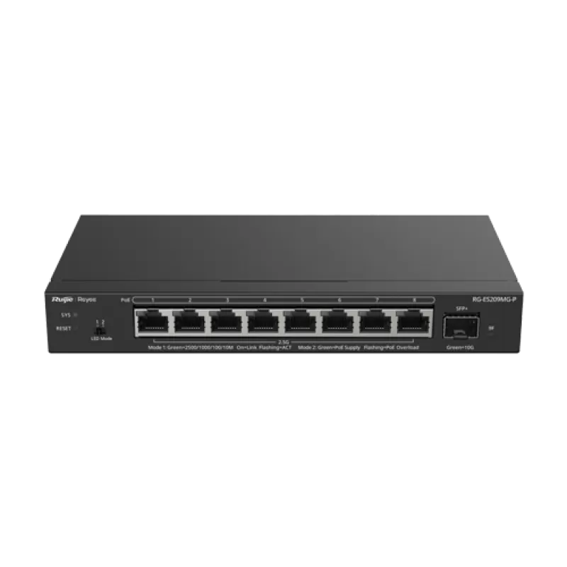 Switch 8 x RJ45 2.5G PoE, 1 x SFP+ 10G, Cloud Management - Ruijie Reyee RG-ES209MG-P