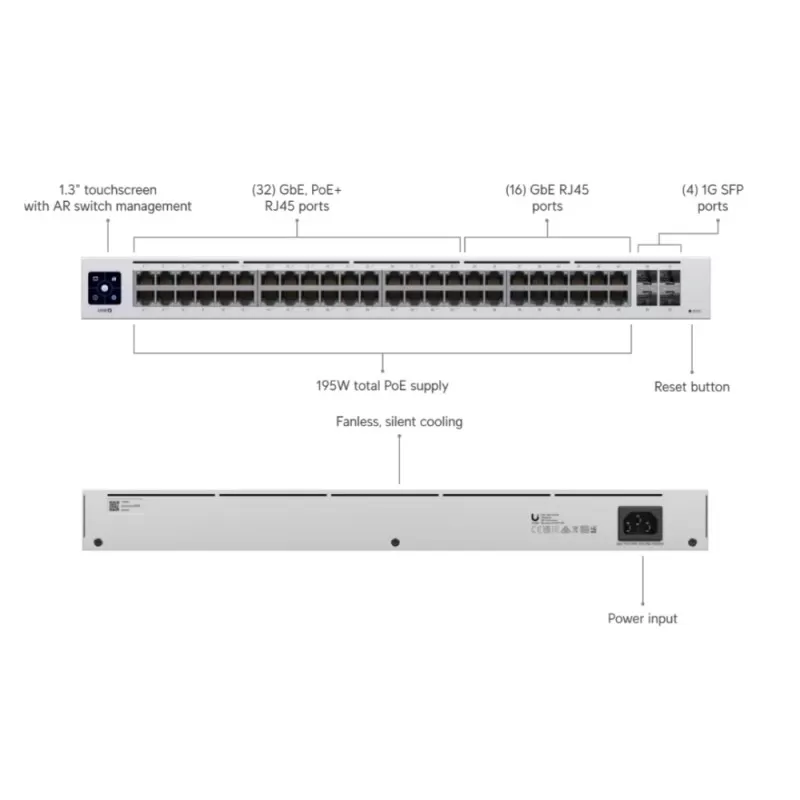 SWITCH CU 48 PORTURI RJ45 (32 POE+), 4 X SFP - imagine 2
