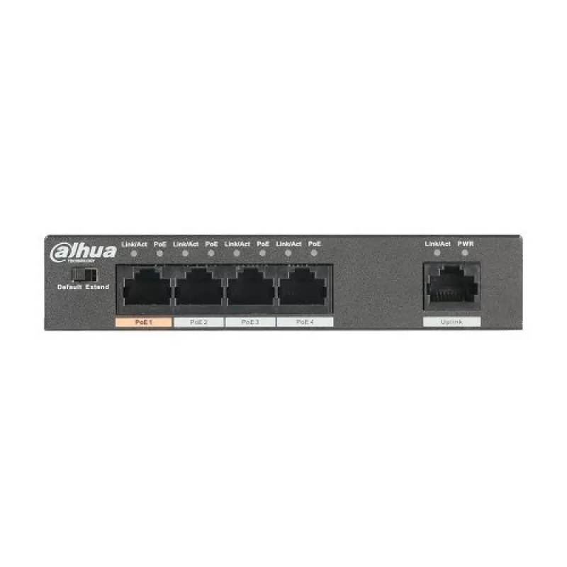Switch Dahua PFS3005-4ET-60, PoE 4 porturi, 250m, 60W