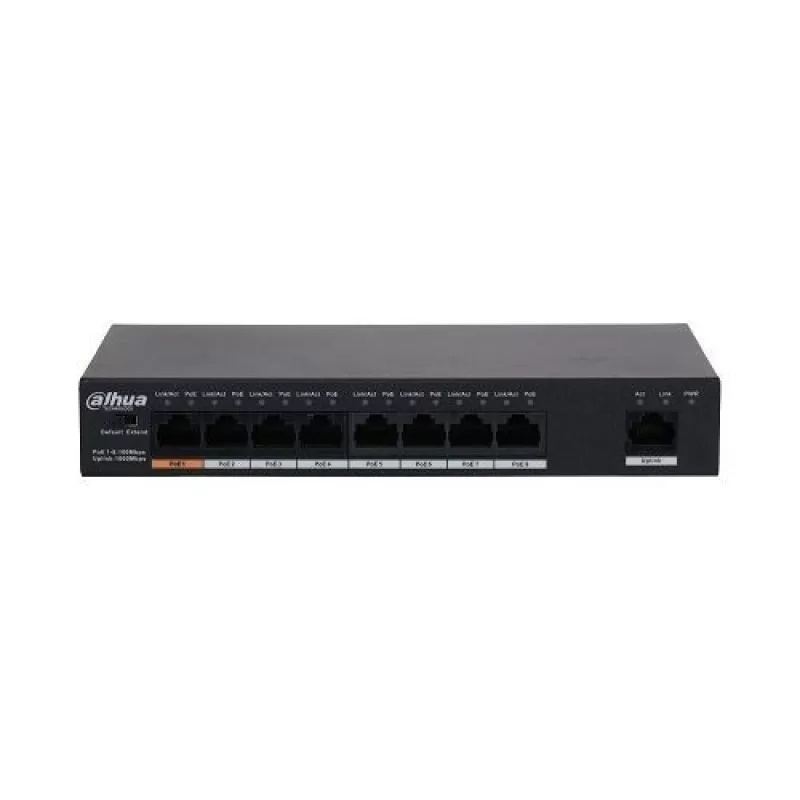 Switch Dahua PFS3009-8ET1GT-96 PoE 8 porturi + 1 port Gigabit, 250m, 96W