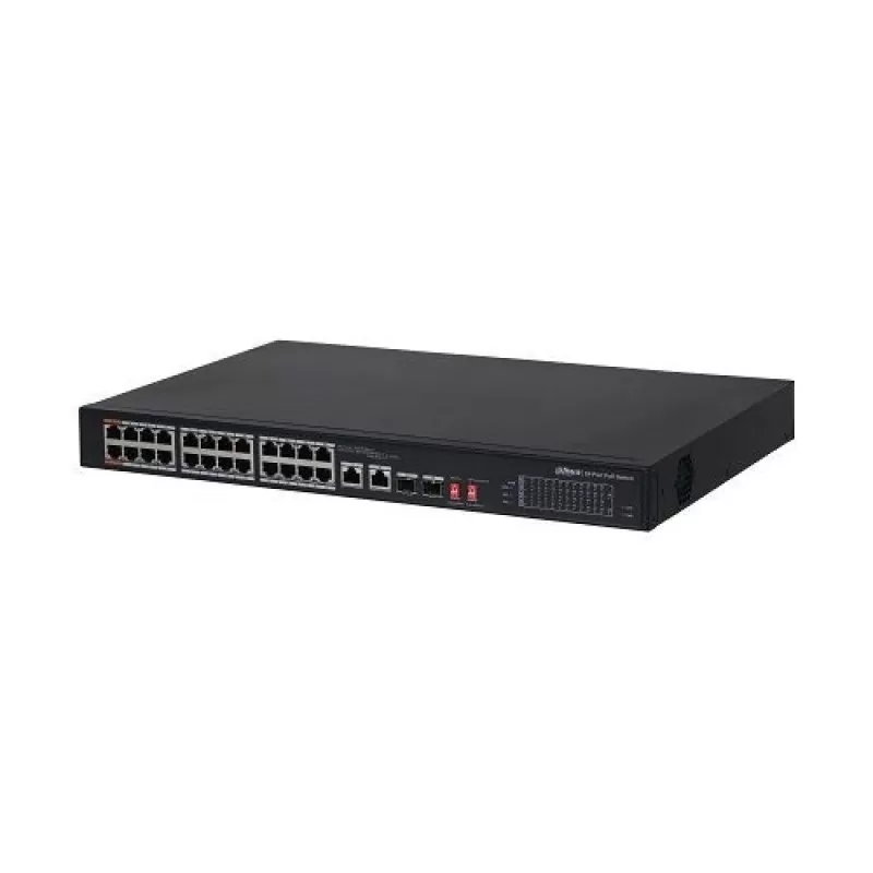 Switch Dahua PFS3226-24ET-240 24 porturi PoE + 2 Port Gigabit + 2 SFP Combo, 240W