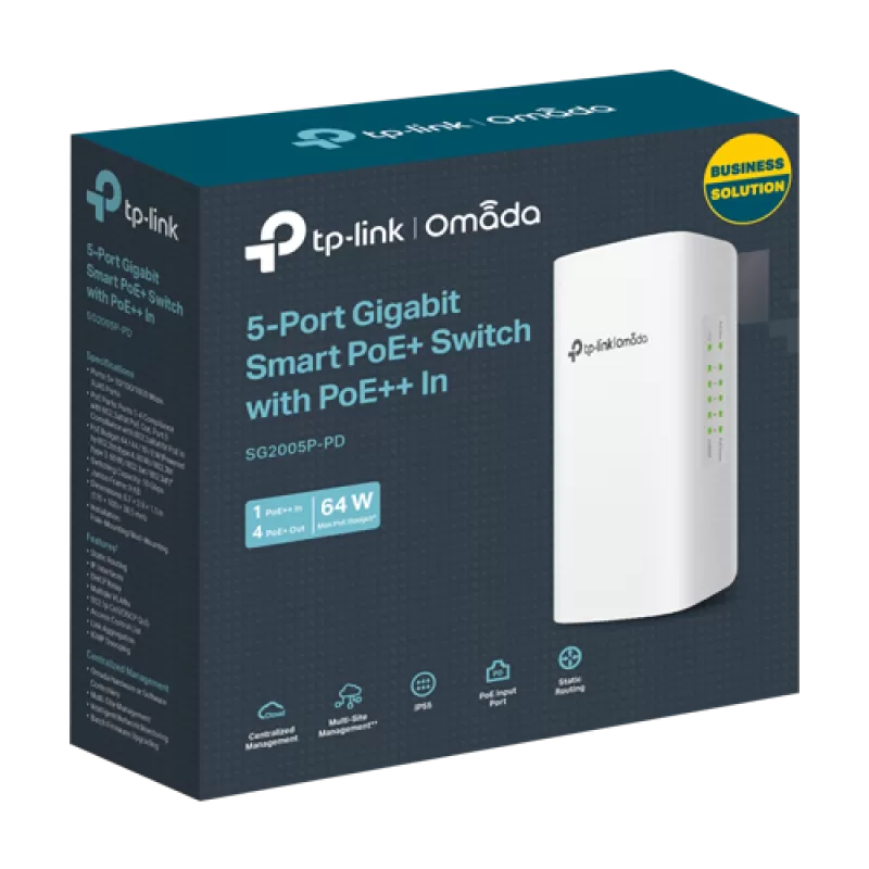 Switch exterior L2+, 4 x PoE RJ45 1G, 1 x RJ45 1G PoE IN, Management, IP55 - TP-Link Omada SG2005P-PD - imagine 2