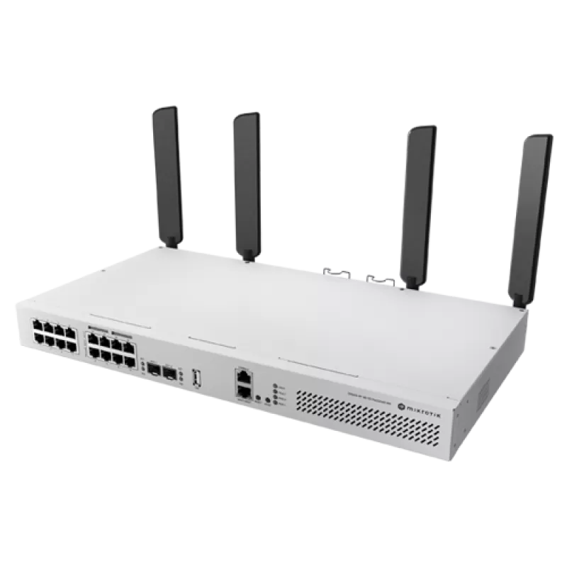 Switch L3, Wi-Fi 6 Dual-Band, 8 x RJ45 1G PoE, 8 x RJ45 1G, 2 x SFP+ 10G, 2 x AC, 1U - MikroTik CRS418-8P-8G-2S+5axQ2axQ-RM