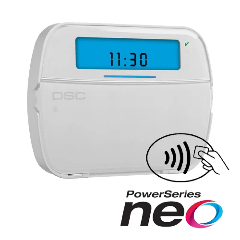 Tastatura LCD cu iconuri, modul wireless si cititor de proximitate, cablata, 128 zone, SERIA NEO - DSC NEO-HS2ICON-RFP