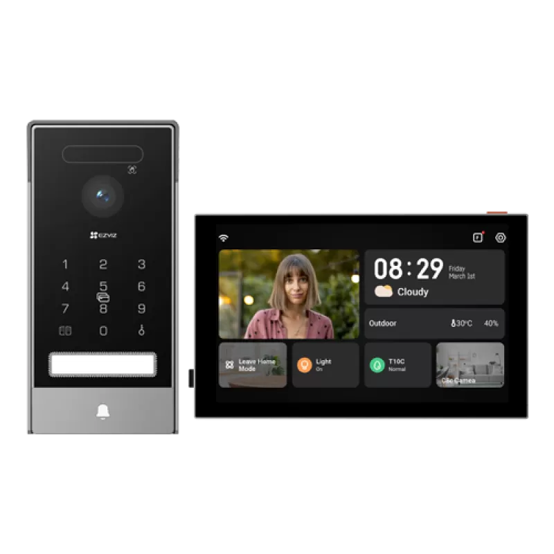 Videointerfon 4K, recunoastere faciala, scanare biometrica a palmei, monitor 8', IR, Wi-Fi6 - EZVIZ CS-HP7(4K, Palm)