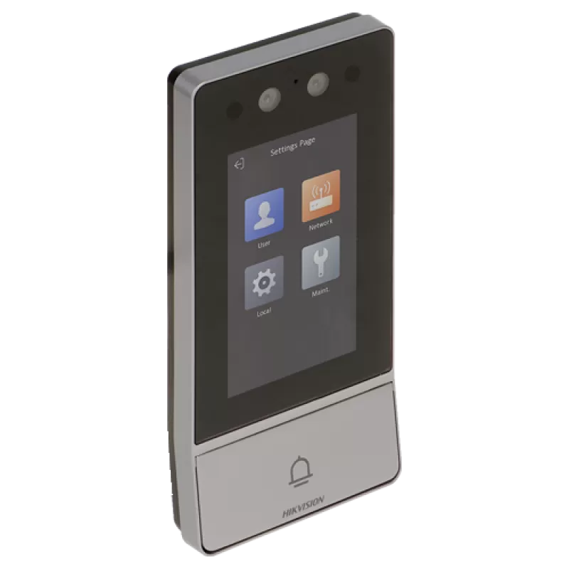 Videointerfon TCP/IP, 4.3' touch screen, camera 2x2MP,  recunoastere faciala/Card/PIN/QR, PoE, IK08 - HIKVISION DS-KV9503-WBE1 - imagine 1