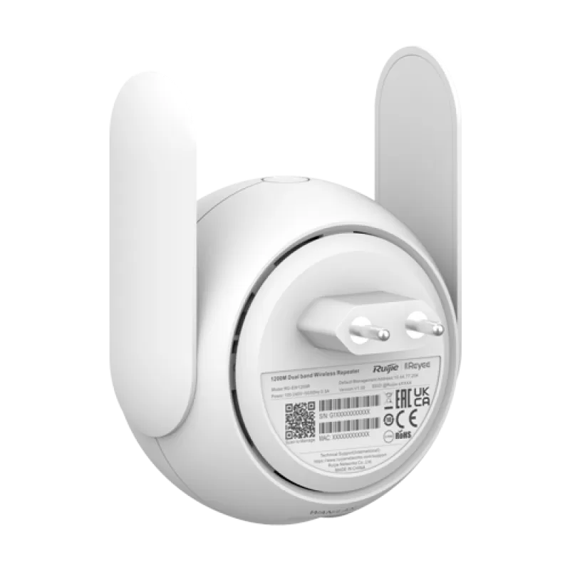 Wireless Extender Wi-Fi 5, Dual Band, AC1200, 1 x RJ45 10/100 Mbps, Cloud Management - Ruijie RG-EW1200R - imagine 3