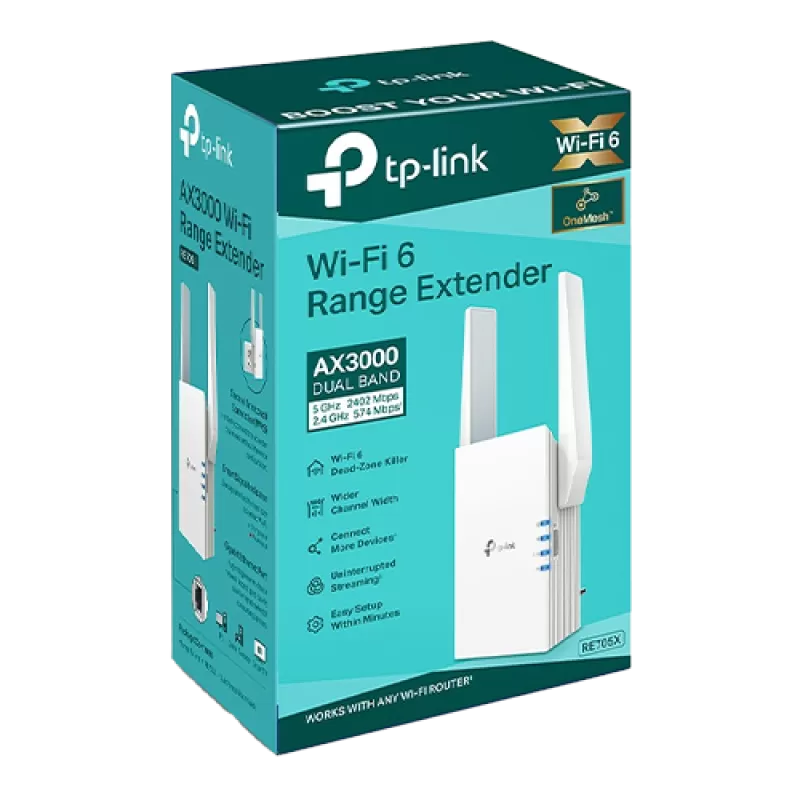 Wireless Range Extender TP-Link RE705X Wi-Fi 6 Dual-Band Gigabit AX3000 - TP-LINK RE705X - imagine 3