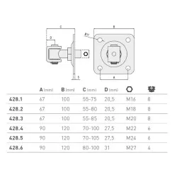 BALAMA ADJ.UPP. CU SUPORT SI PLACA M20 - imagine 1