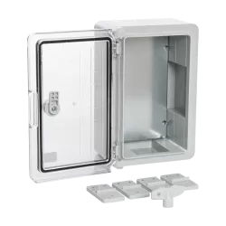 Cutie distributie IP65 din ABS gri, usa transparenta, placa metalica, 300x400x170mm PP3014 - imagine 3