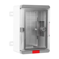 Cutie distributie IP67 din ABS gri, usa transparenta, placa metalica, 200x300x130 mm PS203013