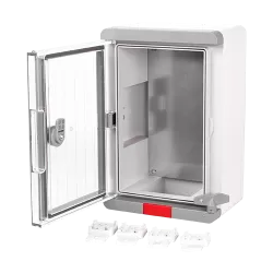 Cutie distributie IP67 din ABS gri, usa transparenta, placa metalica, 200x300x130 mm PS203013 - imagine 1