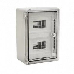 Cutie modulara IP65 din ABS gri, usa transparenta, 2 x 9 module, 250x350x150 mm PP3112 - imagine 1