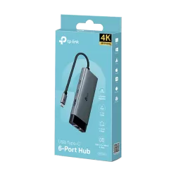 Hub USB-C 6-in-1, 1 x USB-C PD 100W, 1 x USB-C, 2 x USB-A, 1 x HDMI 4K@60Hz, 1 x RJ45 1G - TP-Link UH6120C - imagine 1