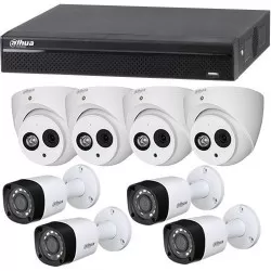 Kit supraveghere Dahua XVR5108HS-S2, HDCVI, 2MP, Exterior, 2.8mm, 4x Bullet HAC-HFW1220RM + 4x Dome HAC-HDW1200EM-A