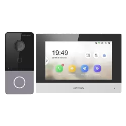 KIT videointerfon TCP/IP pentru 1 familie, monitor TFT LCD 7 inch - HIKVISION DS-KIS603-P