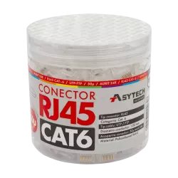 Mufa RJ-45 UTP Cat.6, 50Âµ (100 buc) RJ45-CAT6-50U-JAR