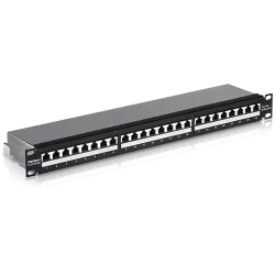 Patch Panel 24 porturi RJ45, Cat6a, Ecranat, 1U - TRENDnet TC-P24C6AS - imagine 1