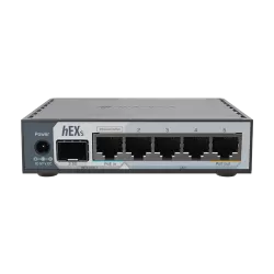 Router hEX, 5 porturi RJ45 Gigabit, 1 x SFP 2.5G, 1 x PoE Out, USB, PoE In - MikroTik E60iUGS