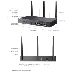 Router VPN, Wi-Fi 6, AX3000, 1 x SFP Gigabit, 5 x RJ45 Gigabit, 1 x USB - TP-Link Omada ER706W - imagine 1