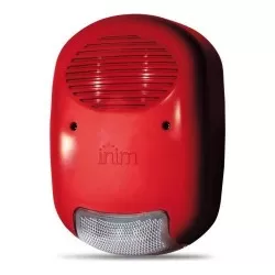Sirena conventionala INIM IVY-R, Sirena de exterior cu flash autoalimentata, IP34, rosie