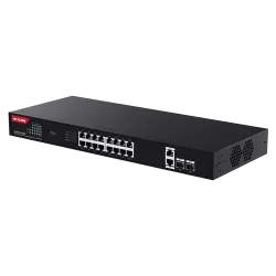 Switch 16 porturi Gigabit PoE, 2 x RJ45 Gigabit Uplink, 2 x SFP Gigabit, 1U - IP-COM G1120P-16-250W - imagine 1
