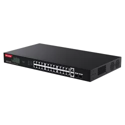 Switch 24 porturi Gigabit PoE, 2 x RJ45 Uplink Gigabit, 2 x SFP Gigabit, 1U - IP-COM G1128P-24-410W - imagine 1