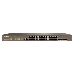 Switch 24 porturi PoE Gigabit, 1 port consola, 4 port SFP Gigabit, management - TENDA TND-TEG5328P-24-410W - imagine 1