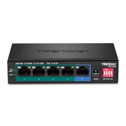 Switch 4 porturi Gigabit Long Range 200m PoE+, 1 port Gigabit - TRENDnet TPE-LG50 - imagine 1