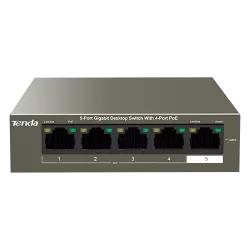 Switch 4 porturi Gigabit PoE, 1 port Uplink Gigabit - Tenda TND-TEG1105P-4-63W