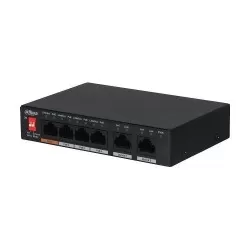 Switch Dahua PFS3006-4ET-60-V2 PoE 4+2 porturi, 250m, 30W, Max. 60W, Unmanaged
