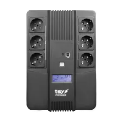 UPS TSY Power, 600VA/360W, LCD, AVR-repornire automata, Management, 6 x Schuko, 2 x RJ45, 1 X USB type B TSY-D-0K6-LCD